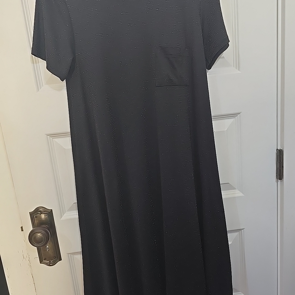 LulaRoe Carly Swing Elegant Black Women's Dress With Gold‎ Sparkles Size S